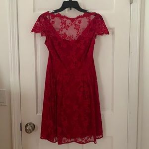 Cynthia Steffe Red Lace Cocktail Dress. Size 4.